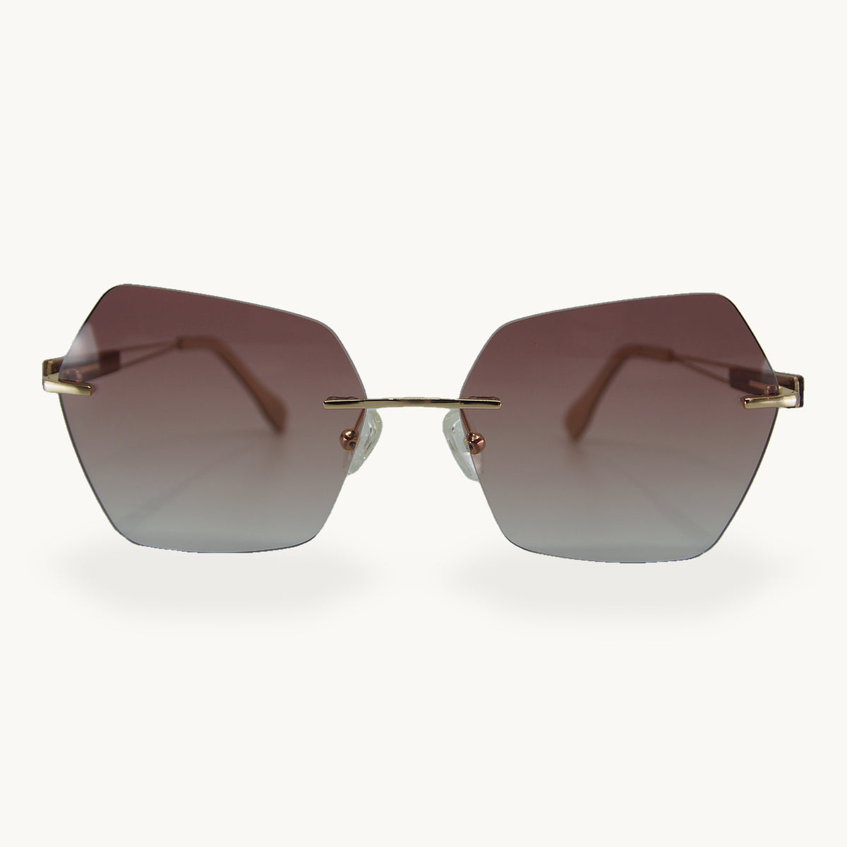 Sonnenbrille Triolet Rosenholz Randlos, Vorderansicht - STADTHOLZ
