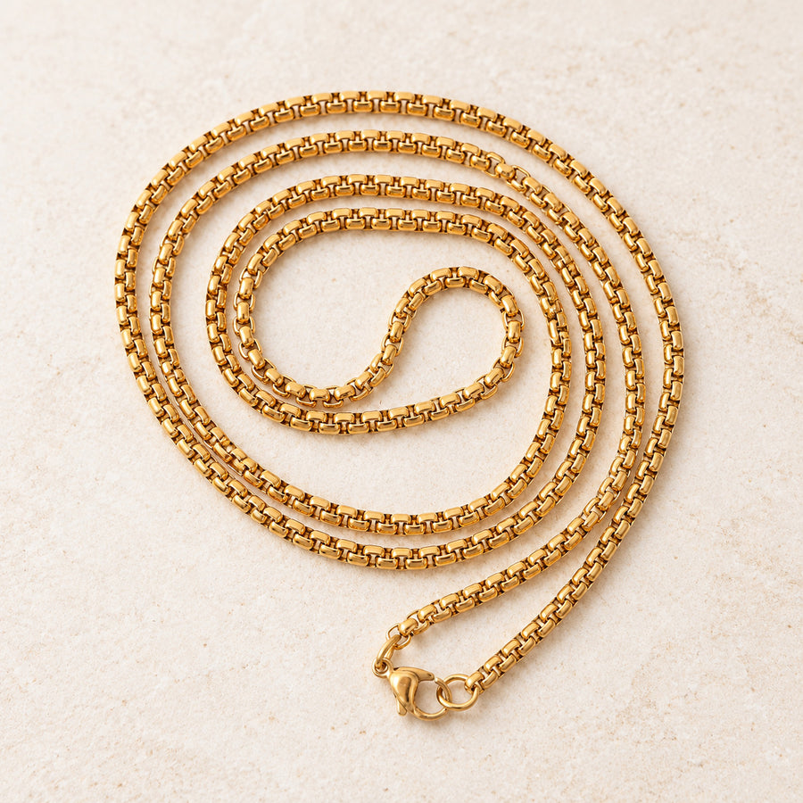 Brillenkette BoxChain Edelstahl Gold