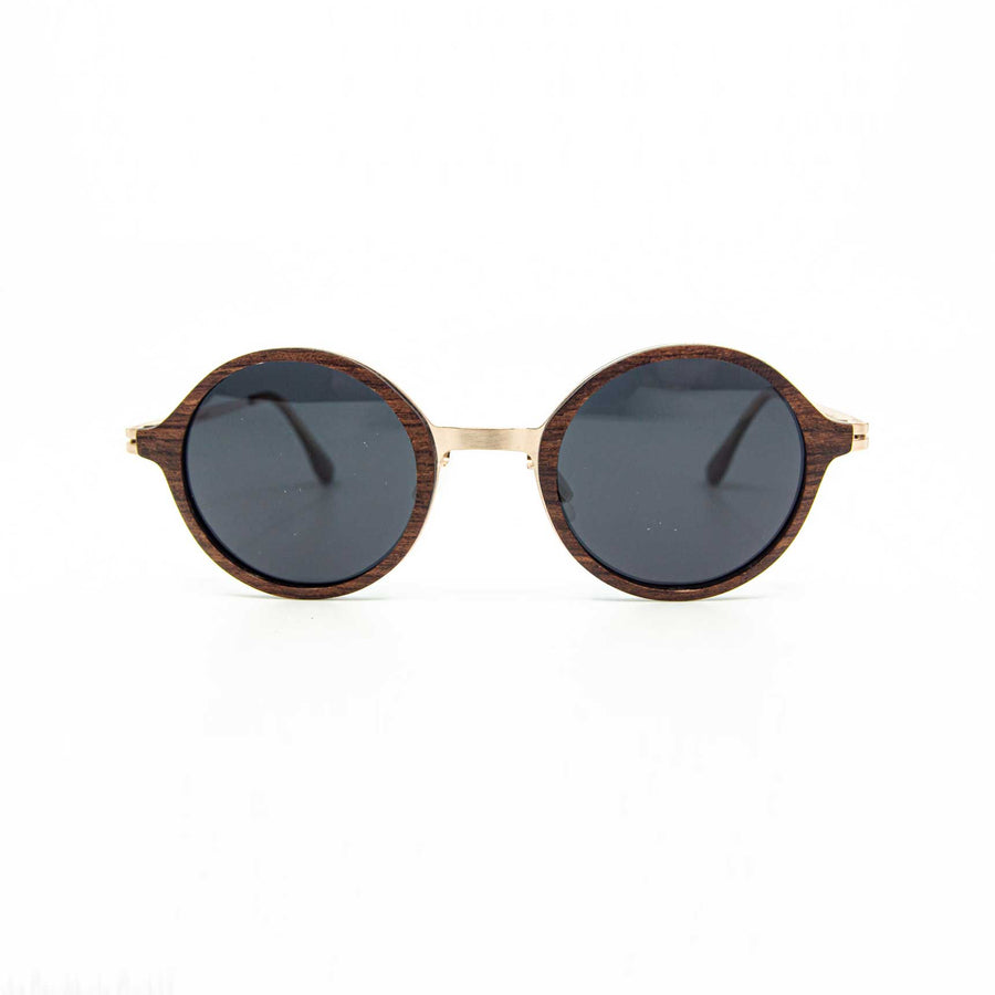 Sonnenbrille WMC Denver Edelstahl Rosenholz, Glas grau - STADTHOLZ