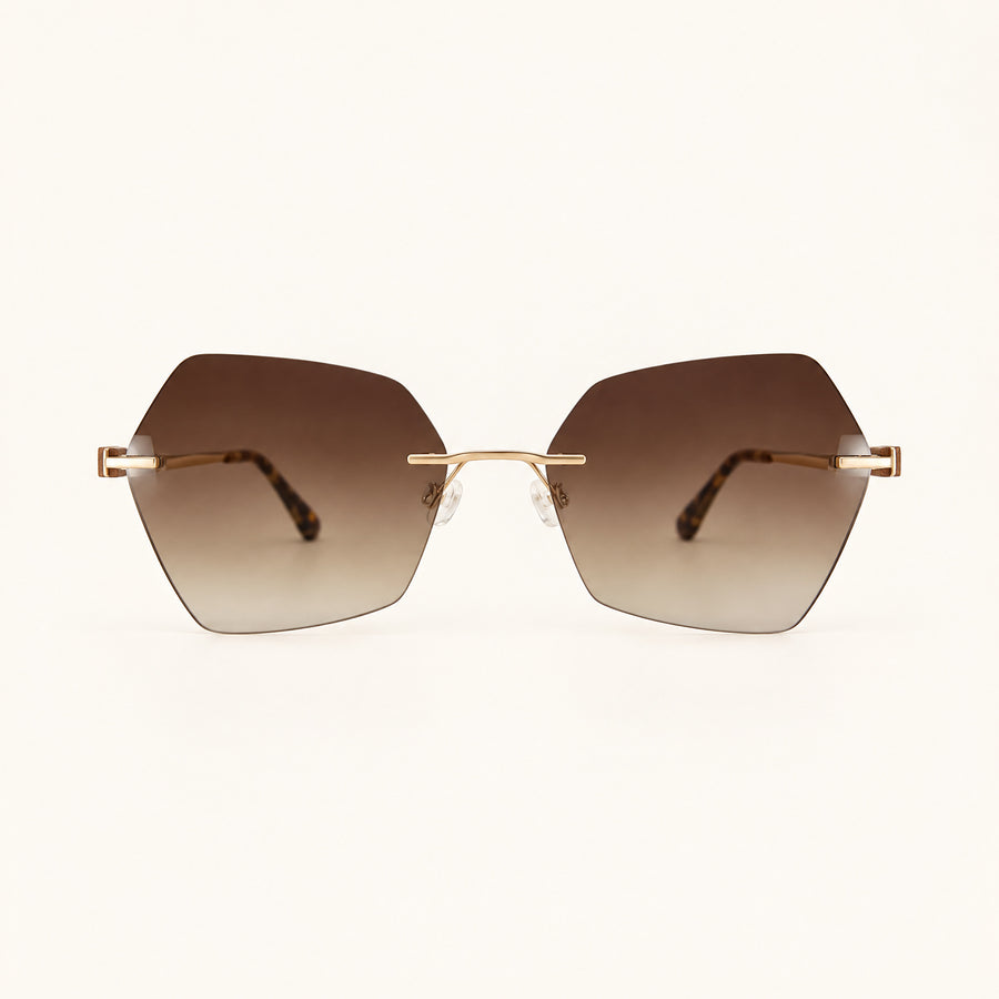 Sonnenbrille Triolet Nussbaum Gold Randlos