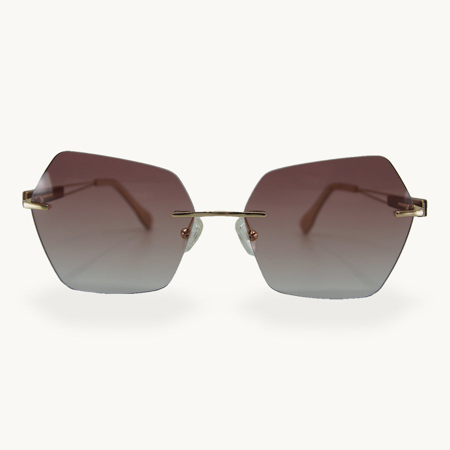 Sonnenbrille Triolet Rosenholz Randlos, Vorderansicht - STADTHOLZ